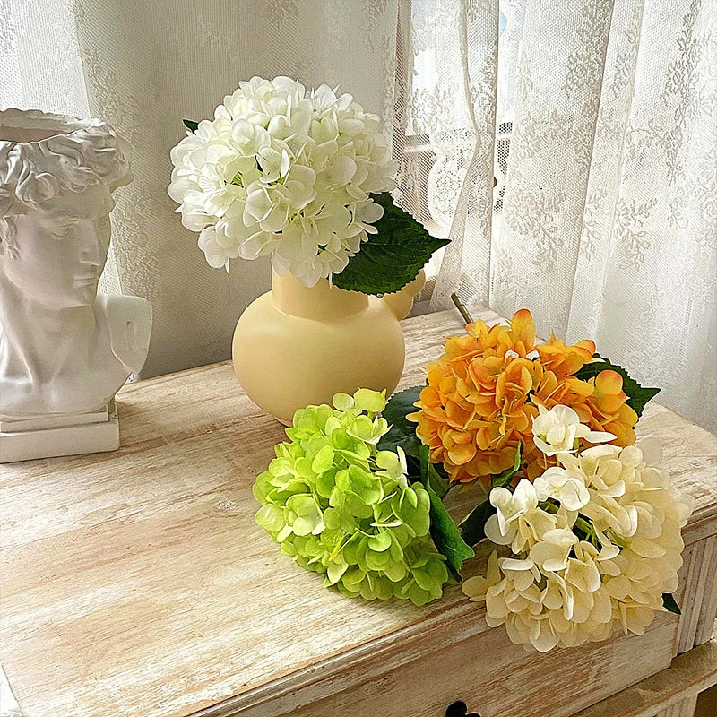 Artificial Hydrangea Flower Real Touch Big Head Flower Wedding Bouquets Party Home Table Decoration Fake Flower DIY Garden Decor