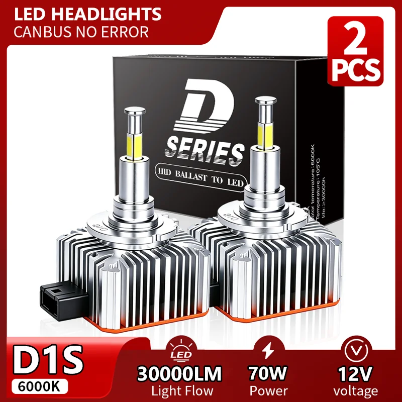 D1S Four Sided LED Headlights HID D3S D8S Plug and Play 1:1 HID Turbo Automotive Light Bulbs HID Headlights 70W Canbus 6000K