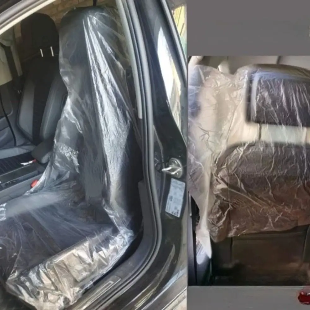 100pcs Thickened Plastic Disposable Car Seat Covers Easy Put On Easy Remove Auto Repair Seat Protectors Universal Size