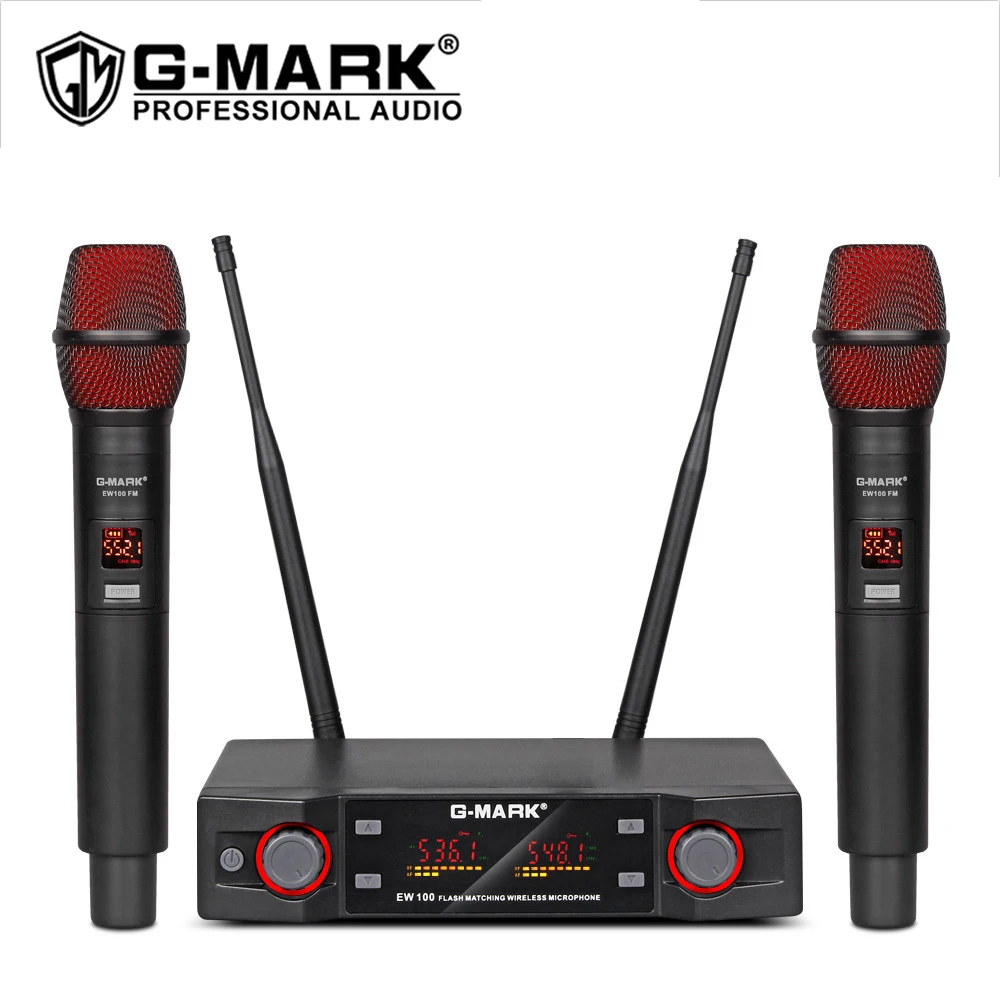 

G-MARK EW100, беспроводной микрофон, двухканальный микрофон UHF Flash, легко использовать для сцены