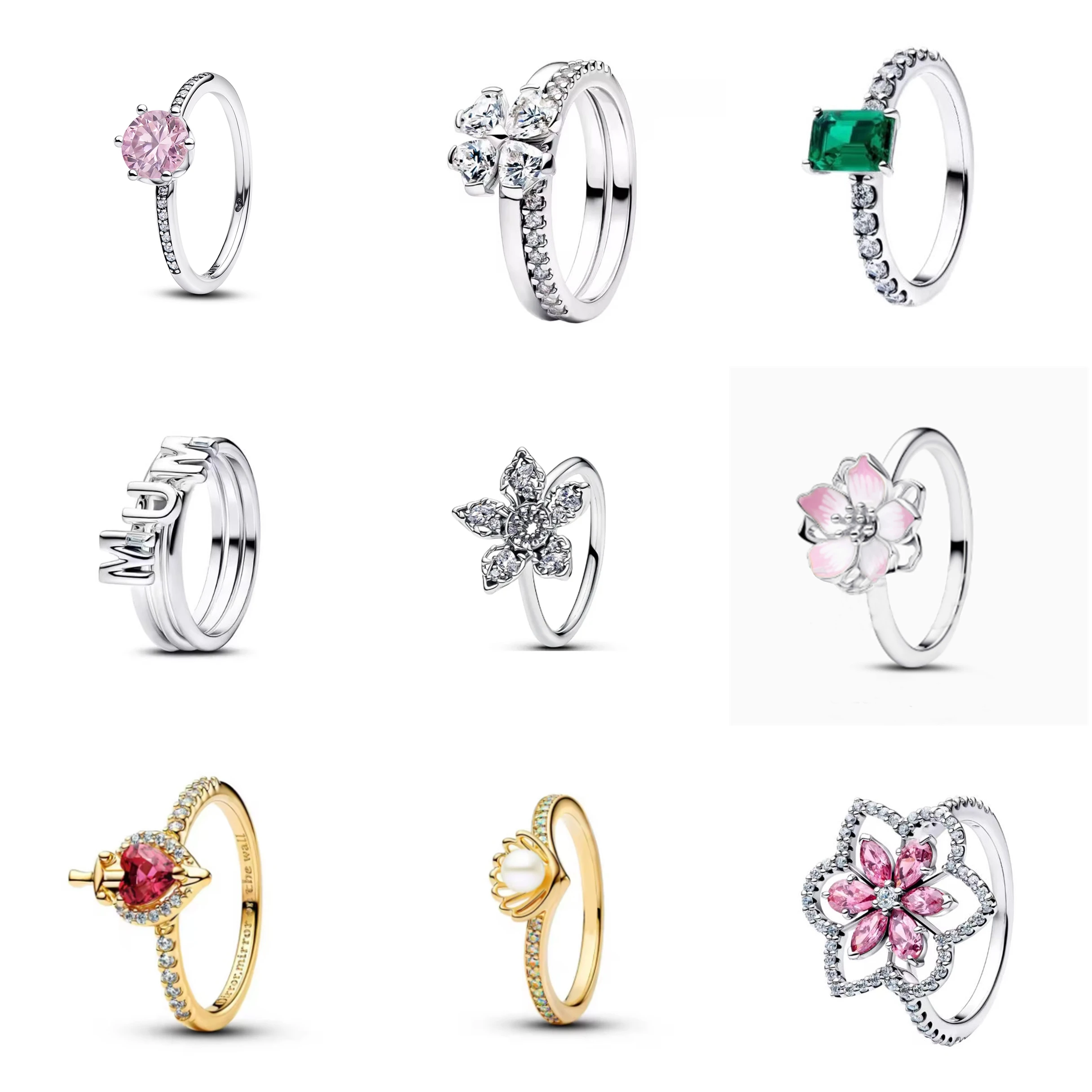 2026 New 925 Silver Clover Letter Love Flower Women's Ring Wedding Party Fashion Gift Jewelry