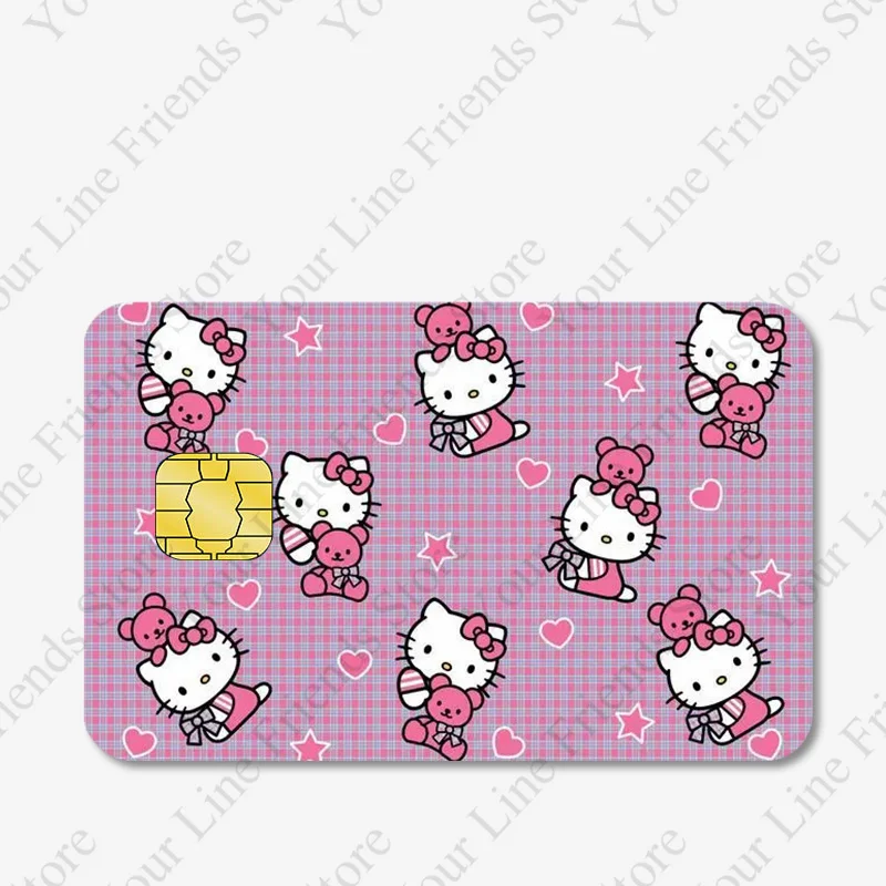 New Hello Kittys Credit Debit Card Sticker Kawaii My Melody Poker Sticker Cartoon Waterproof Stickers Big Small Chip Sticker