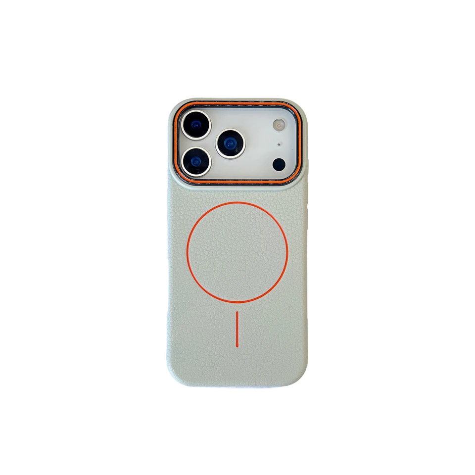 Funda de cuero con textura de lichi para Magsafe, compatible con iPhone 17, 16, 15, 14, 13, 12, 11 Pro, Max, Air, Plus, magnética y resistente a golpes 2