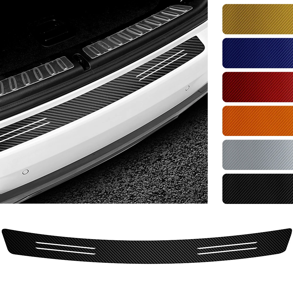 1pcs Carbon Fiber Texture Car Tail Trunk Rear Bumper Protecor Sticker Auto Door Sill Guard Decals for Mazda Skoda Seat Chevrolet