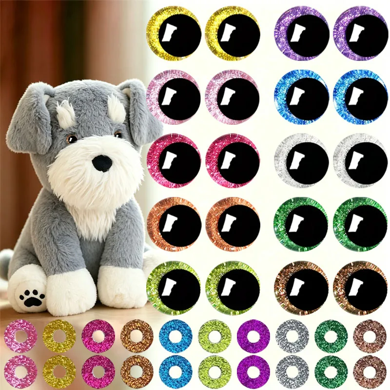 20 Pieces of Glitter Doll Eye Accessories, Ty Moon Eyes, Safety Eyes for Plush Dolls with Plastic Clips, 3D Staggered Pupil Design, Perfect for Handmade Crochet Dolls, DIY Enthusiasts' Crafting Materials, Handmade Sewing Accessories, Day of the Dead Quirky Decorations--Zyliqcraft