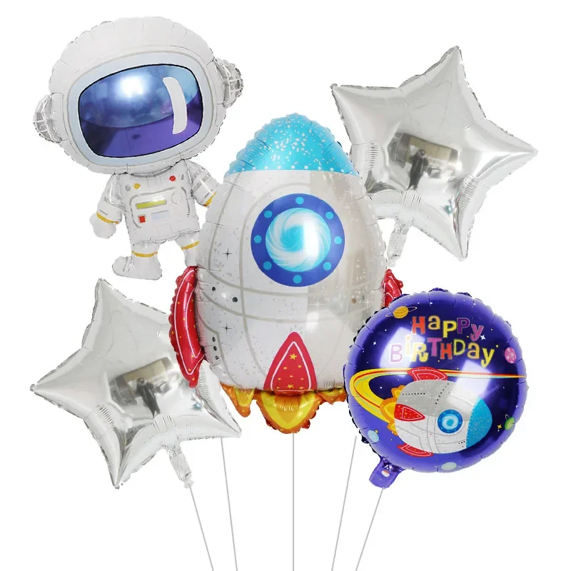 Outer Space Party Astronaut Rocket Ship Balloons Foil Galaxy/Solar System Theme Party Boy Kids Birthday Party Decoration Favors