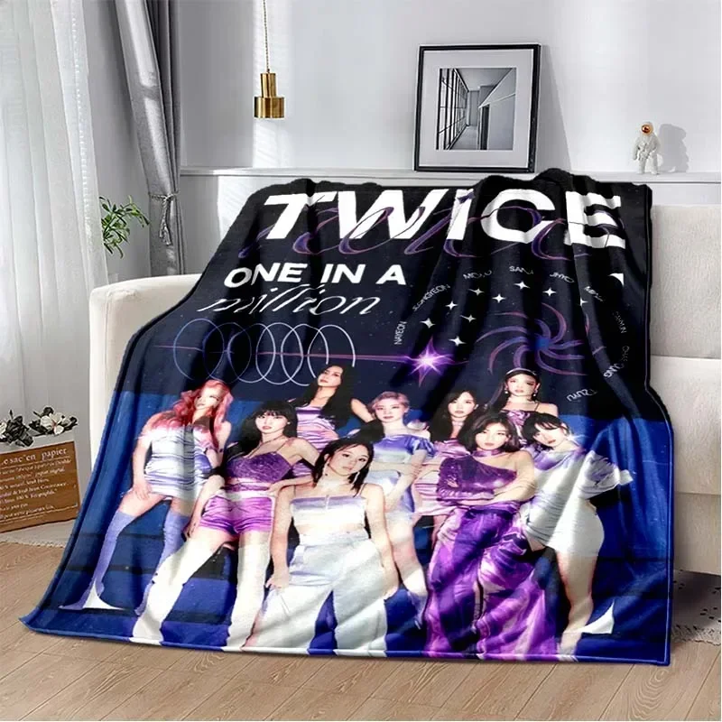 Fashion Art Print K-POP-TWICE Idol Pattern getta coperta casa camera da letto adulto peluche coperta per dormire coperta per il calore all\'aperto