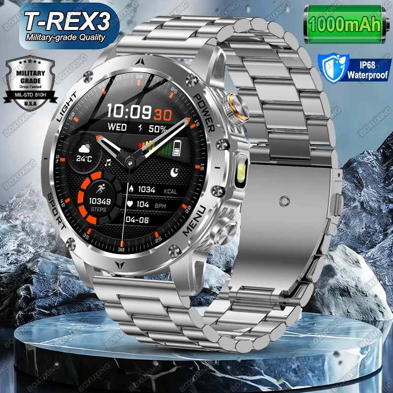 

T-Rex 3 Военный класс 1000 мАч Смарт-часы с аккумулятором IP68 Водонепроницаемые GPS Bluetooth-вызовы AMOLED Мужчины 100 + Спорт 2026 Новые умные часы