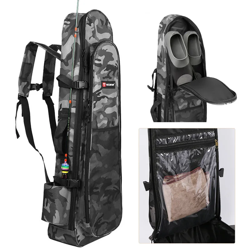 XA204G Mochila táctica para pesca impermeable con porta-cañas