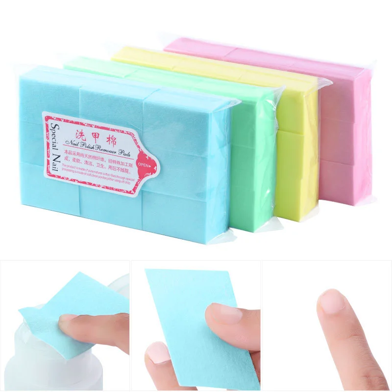 

1000pcs/Lot Nail Polish Remover Wipes Cotton Pads 5Color Lint-Free Wipes Cotton Fiber Tissue Nail Cleaner Wipes Manicure Tool