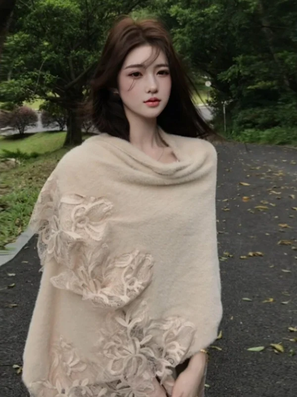 

Korean Sle Soft Design oulder Wrap ular Women's irt Ele Lady Open Cardigan Long Sve High Collar Daily Wear