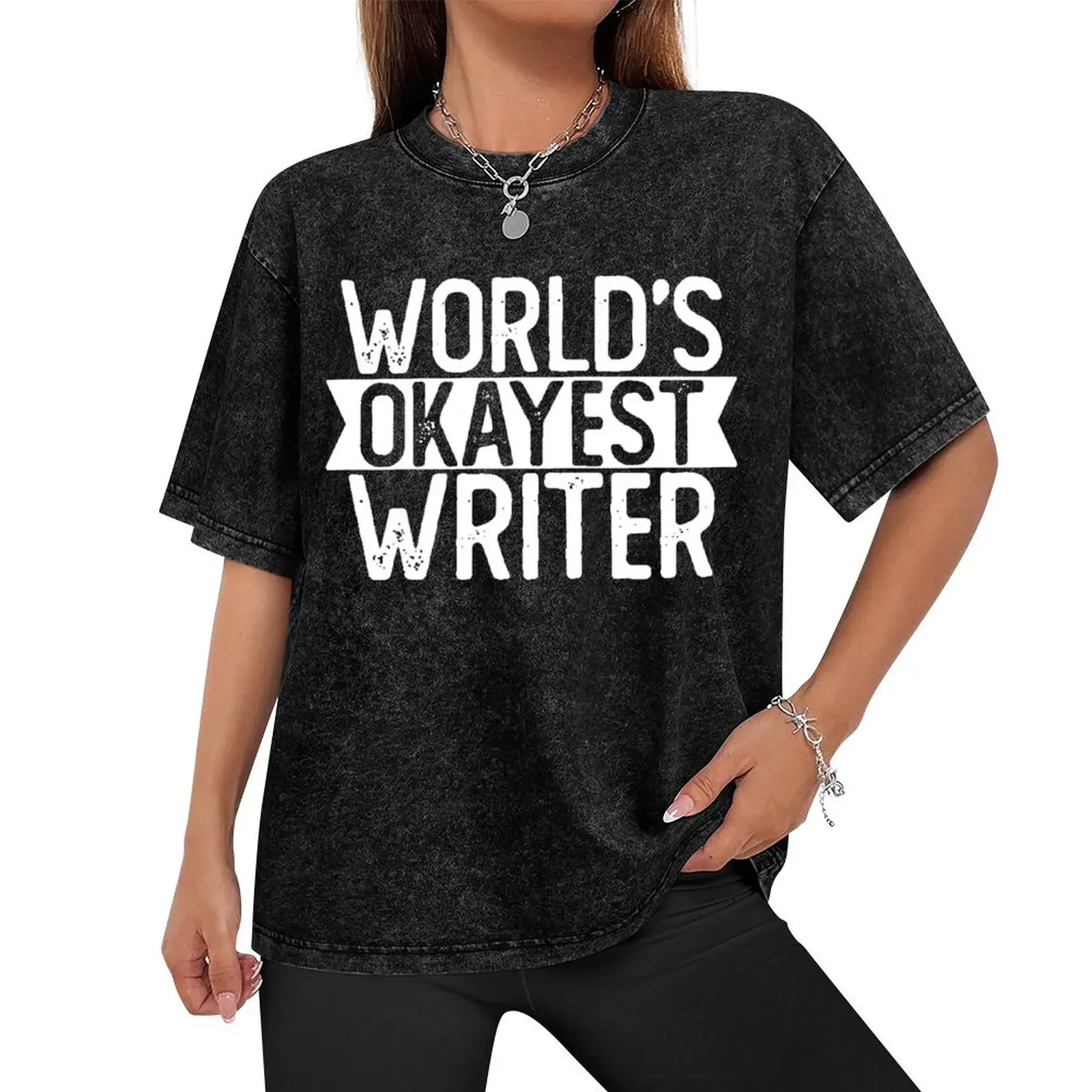 Worlds Okayest Writer T shirt Funny Writer Gift T-Shirt cute tops plus size clothes mens t shirts pack