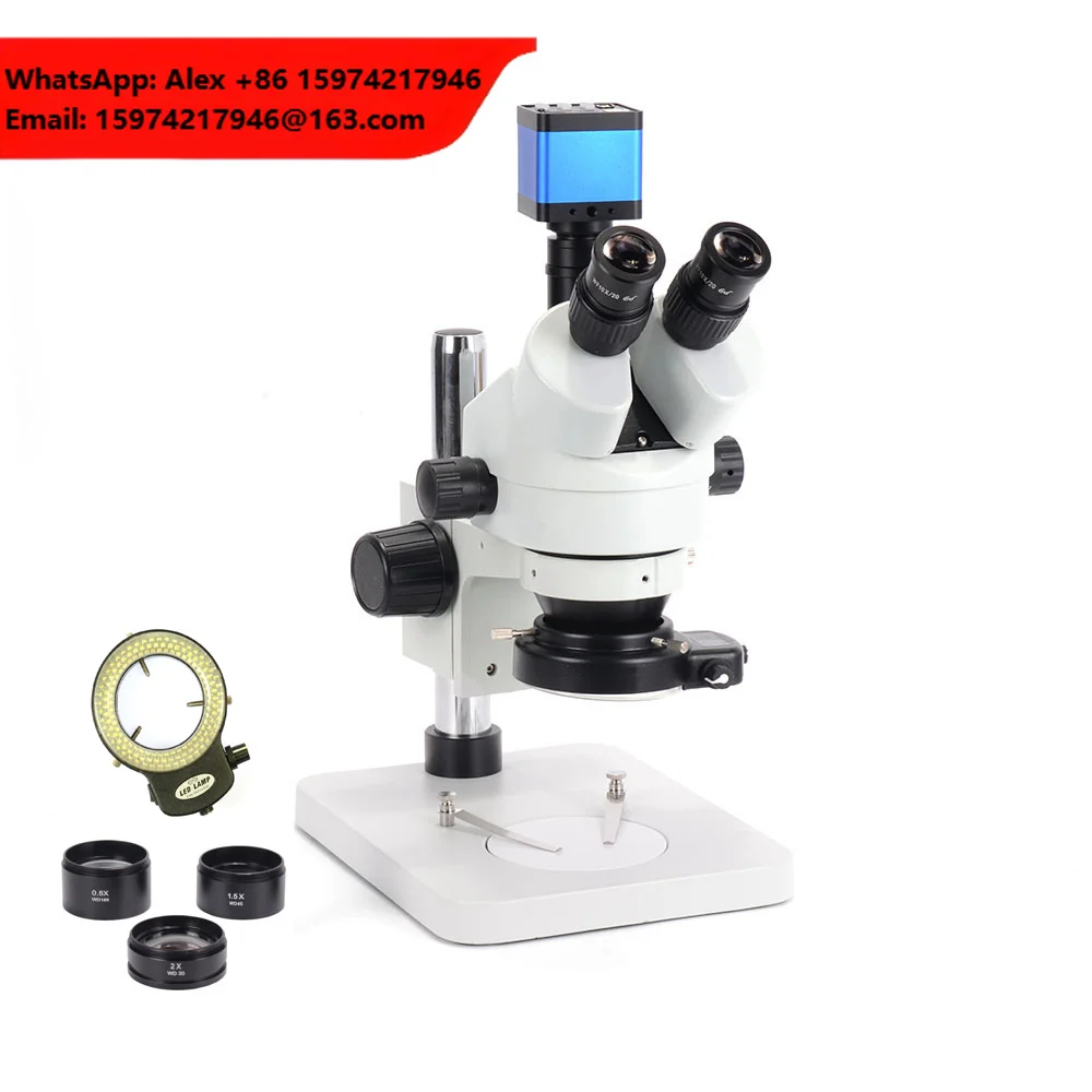 7X-45X Trinocular Microscope Stereo Microscope Kit 14MP USB Microscope Camera With 144 LED Light And Stand For PCB Repair