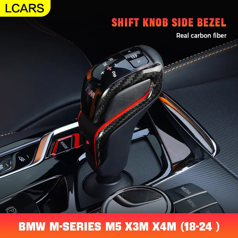 

Lcars — новая наклейка на ручку переключения передач автомобиля из углеродного волокна, подходит для Bmw M-Series M5 X3M X4M (18-24), стильный салон автомобиля