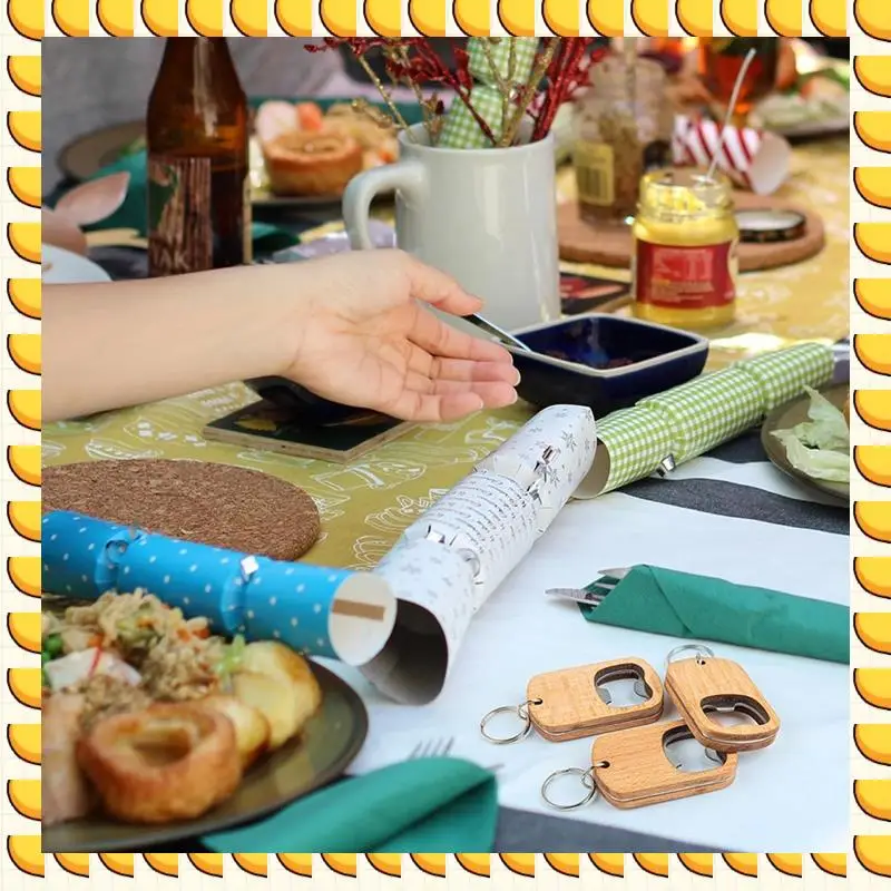 BAAU 20Pcs Wood Bottle Opener Wooden Keychain Bottle Openers Blanks Wood Engraving Key Chains Key Tag For DIY Crafts