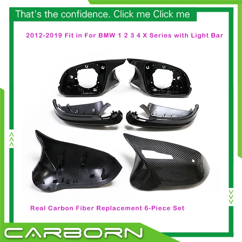 For BMW 1 2 3 4 X Series F20 F21 F22 F23 F30 F35 F34 F32 F33 F36 E84 I3 F87 M2 Side Mirror Cover No Camera Hole With Light Bar