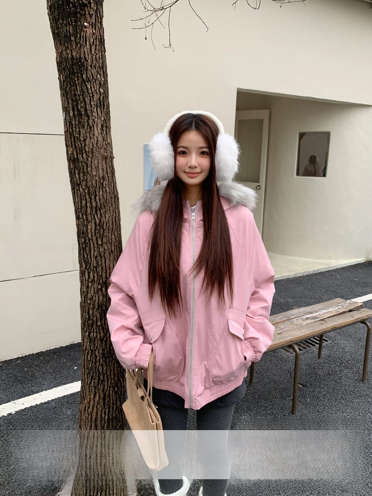 

Розовая хлопковая парка-куртка женская зимняя теплая повседневная свободная с капюшоном в корейском стиле, с длинными рукавами, на молнии