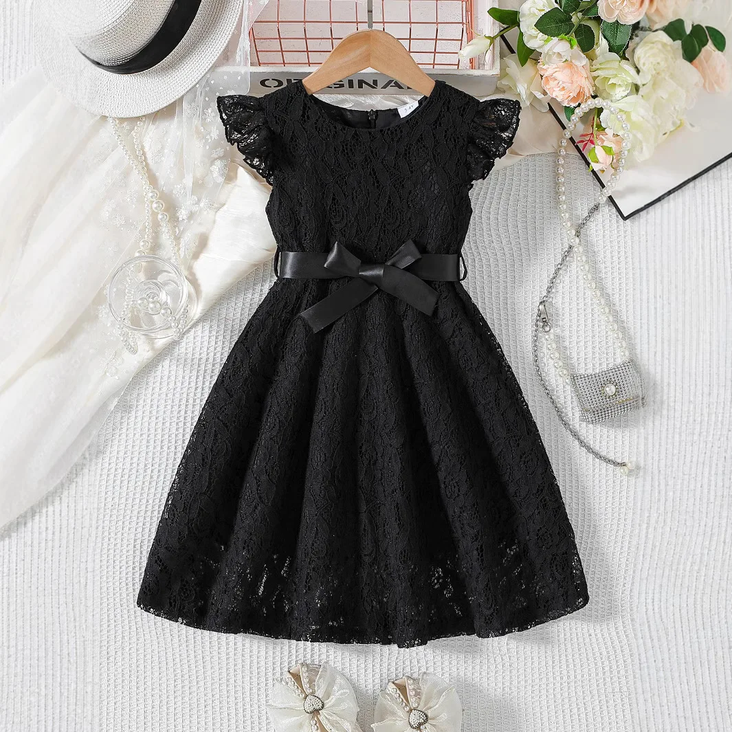 Girls Lace Dress Summer Princess Dresses for Kids Candy Color Teenager Wedding Performance Costume Baby Clothing 1-10T