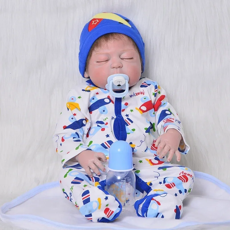 

Спящие 23-дюймовые куклы реборн, полностью силиконовые виниловые реалистичные игрушки для мальчиков, подарок на день рождения для детей