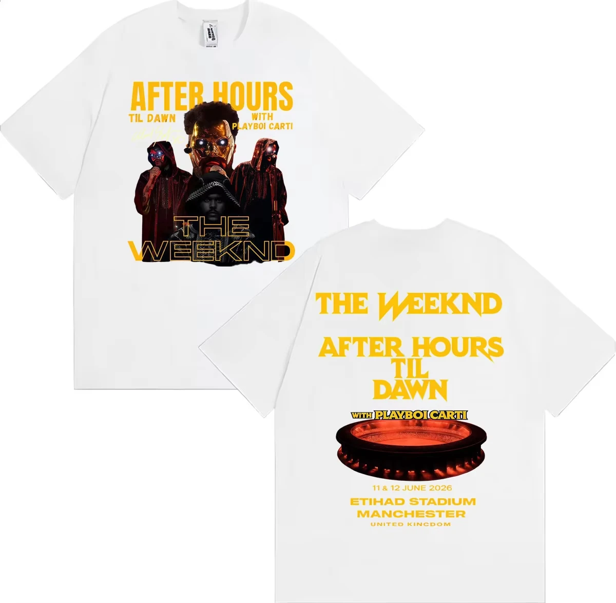 The Weeknd After Hours Til Dawn With Playboi Carti 2026 World Tour Unisex Harajuku Hip Hop Punk Loose Women And Men T-Shirt