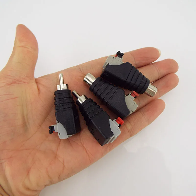 2.1*5.5mm Speaker Wire A/V Cable to Audio Male Female RCA Connector Press Plug Terminal Adapter Jack Plug Connector 2/5/10pcs B5