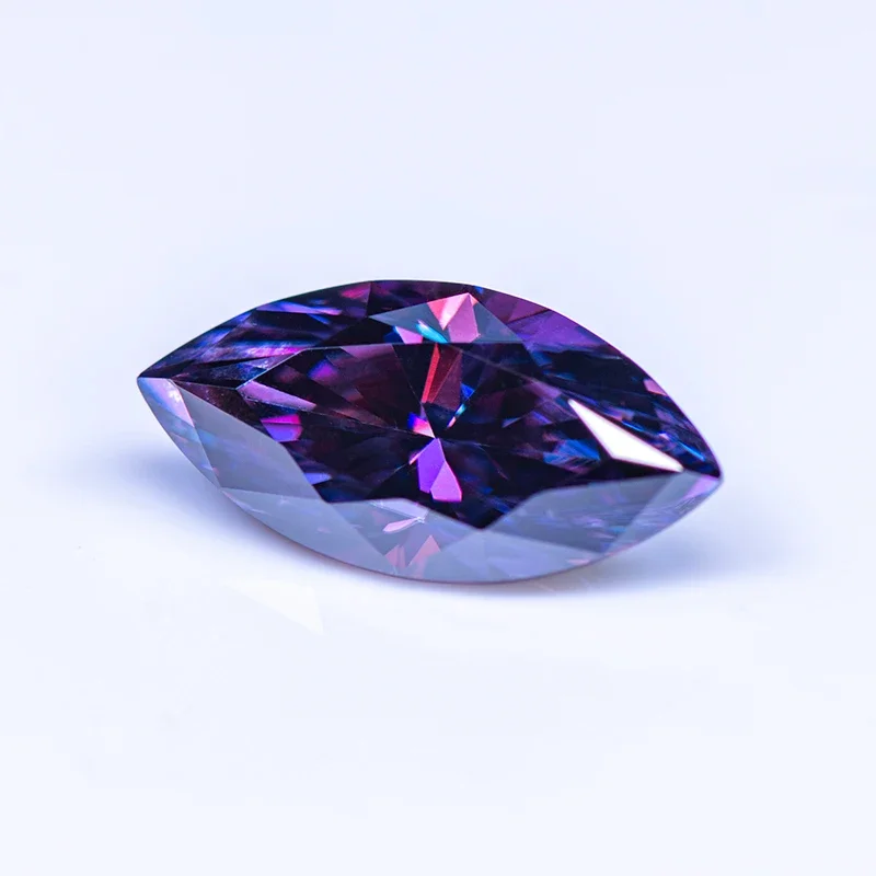 Moissanite Stone Gemstone Imperial Purple Color Marquise Cut Lab Grown Diamond Charms Woman Jewelry Making with GRA Certificate