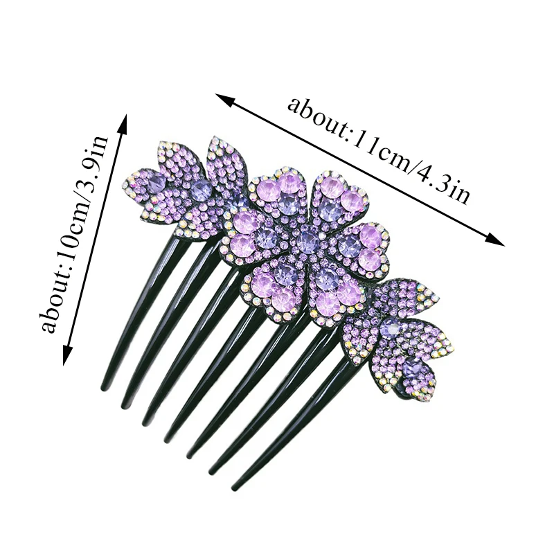 Vintage Flower Crystal Hairclips Fashion Hair Maker Bun Hair Combs Plastic Hairpins Anti-slip Elegant Women Hair Accessories DIY