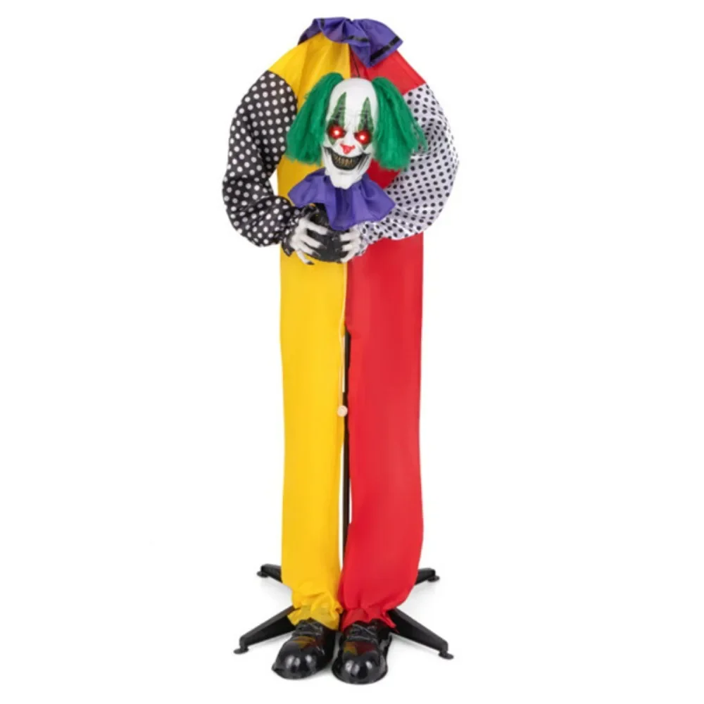 4.5FT Halloween clown decoration with LED eyes and phrase recording