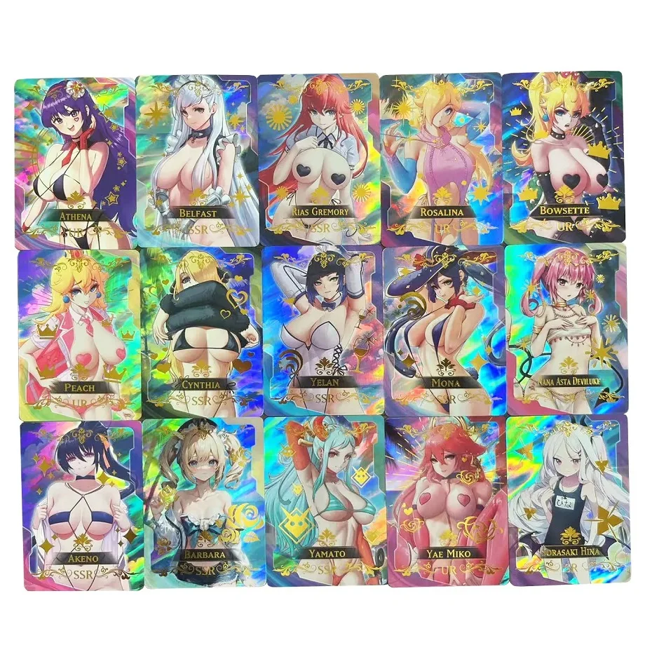 55Pcs Card Goddess Story Part Holographic All Shiny Anime Sexy Swimwear Girl Collection Card Ayaka genshin Girl