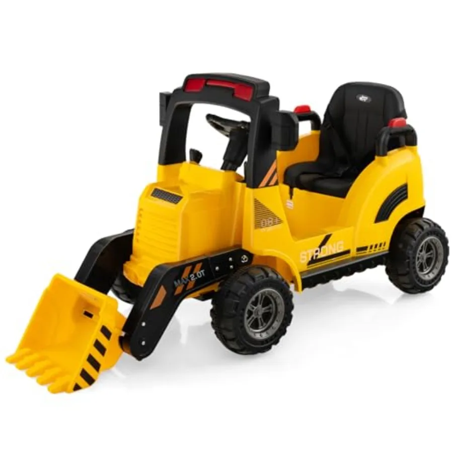 

Детский экскаватор-бульдозер на аккумуляторе 12В с регулируемым ковшом, задним LED-фонарем, музыкой, звуковым сигналом и плавным стартом