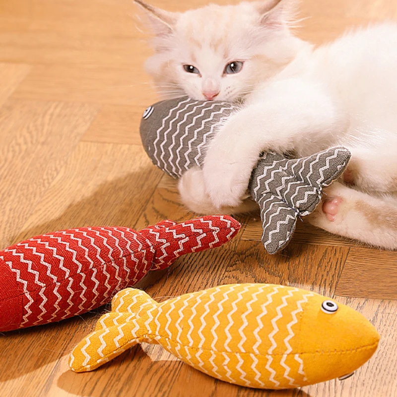 Cat Fish Toy Cat Scratcher Catnip Toy Interactive Simulation Fish Pet Mint Fidget Toys Stuffed Playing Toy For Dog Kitten