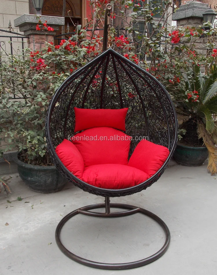 Hamaca colgante de mimbre con forma de huevo y columpio de resina