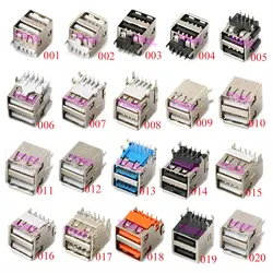 5PCS Type A USB 2.0 Female Double Layer 8 Pin DIP 30V 1.5A Connectors Warp Port Jack Tail Plug Sockect Electric Terminals