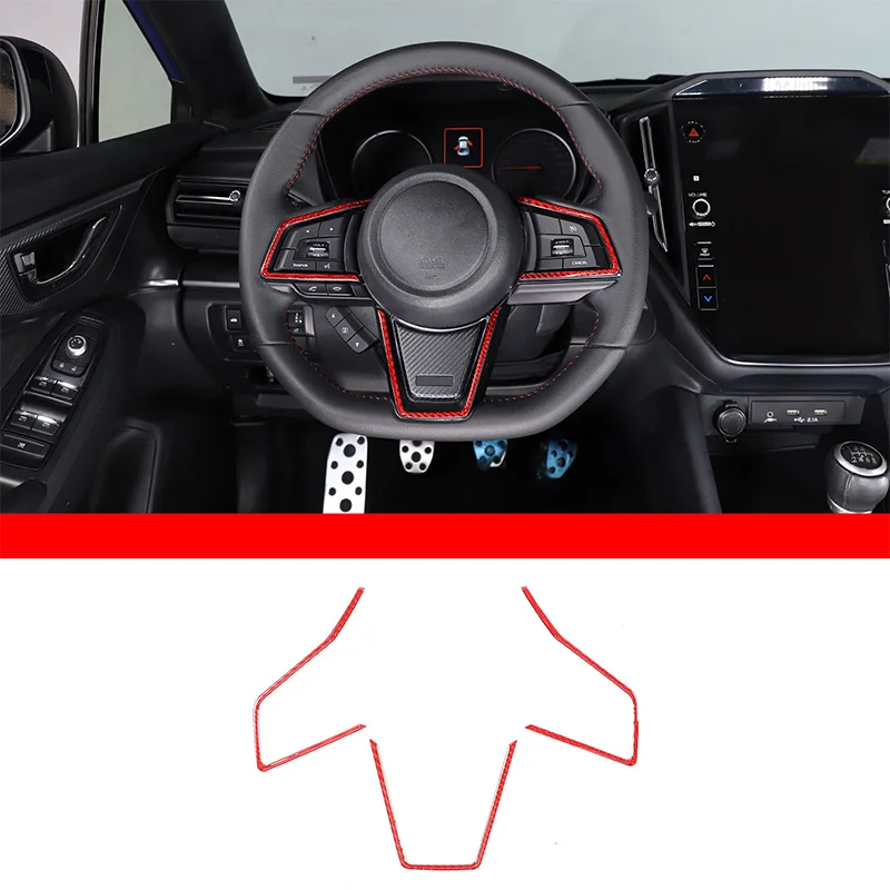 

Soft Carbon Fiber Steering Wheel Button Frame Panel Trim Sticker For 2022-2023 Subaru WRX Car Interior Accessories