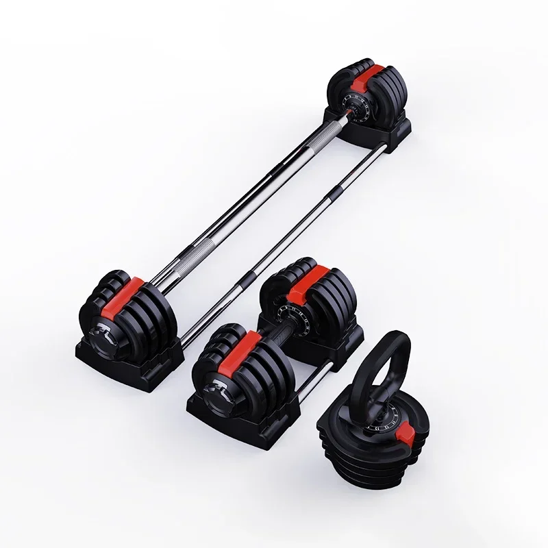 MULTIPURPOSE ADJUSTABLE DUMBBELL, 3 IN 1, CONVERSION IN KETTLEBELL AND BARBELL, 18KG, FOR HOME TRAINING, FREE SHIPPING