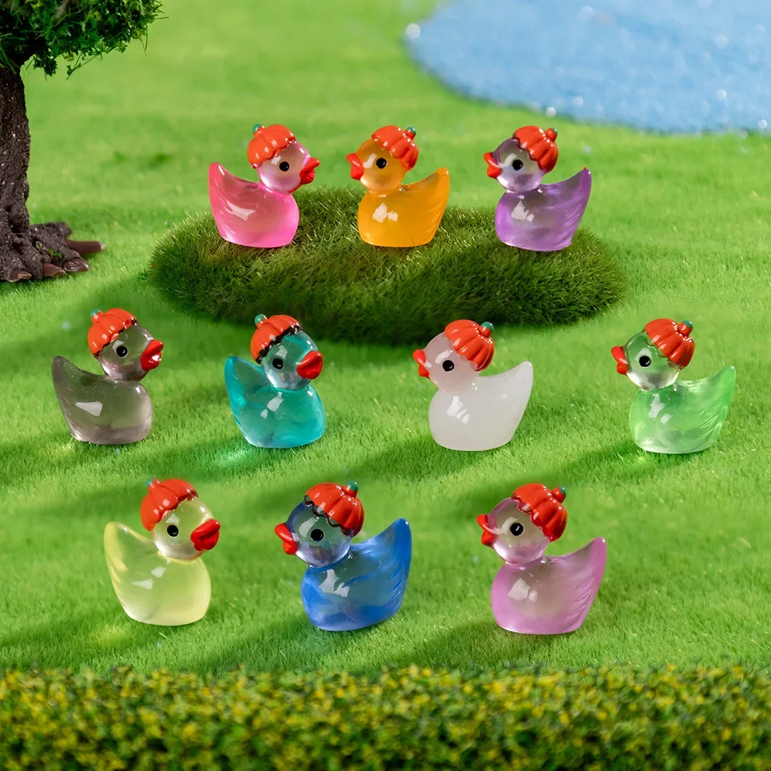 Luminous Pumpkin Duck Resin Pendants, Glow-in-the-Dark Mini Yellow Duck Ornament, Multifunctional DIY Jewelry Accessory, Tiny Decor for Micro Landscaping, Fish Tank, Pot Layout, Resin Crafts, Keychain & Ornament Making Projects