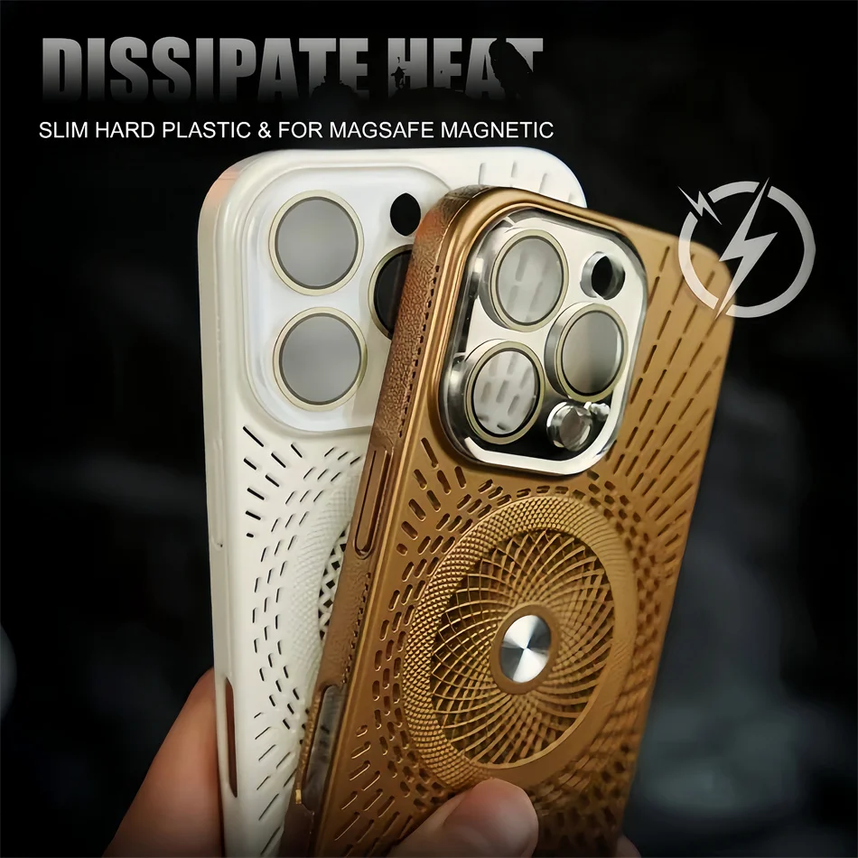 초슬림 통기성 맥세이프 마그네틱 케이스, 아이폰 16, 15, 14 프로 맥스, 매트 쿨, 통기성 무선 충전 PC 커버