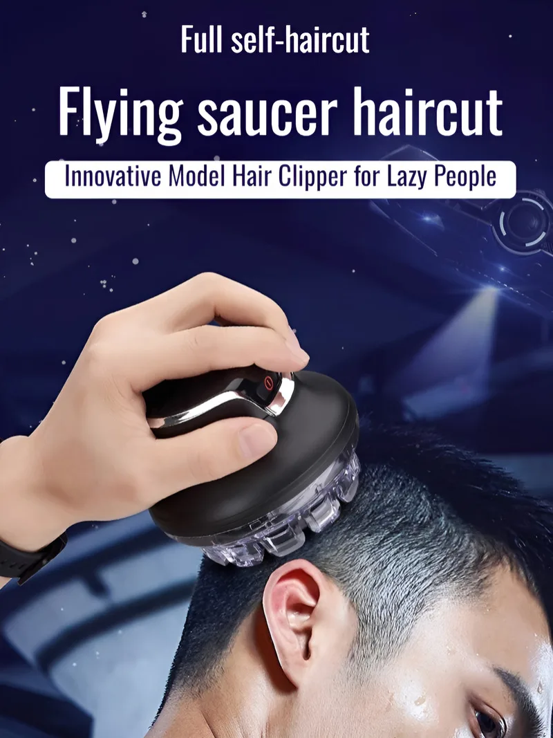 Fully Automatic Flying Saucer Hairdresser Men's Electric Hair Clipper Waterproof Low Noise USB Charging Hair Trimmer