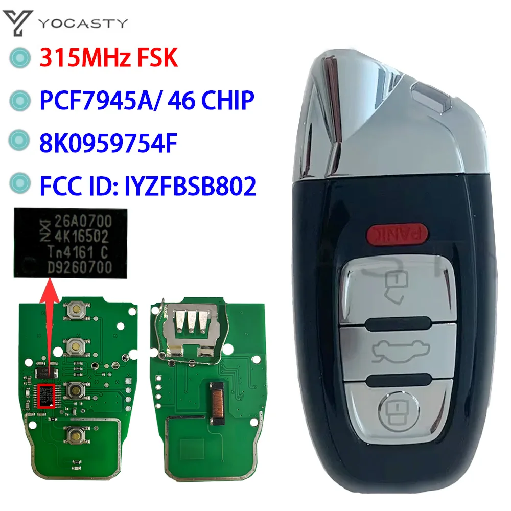 YOCASTY  8T0959754C 8T0959754D Modified as Lamborghini Style Remote Car Key For Audi 2008 2009 2010 2011 2012 2013 2014 A4 A5 Q5