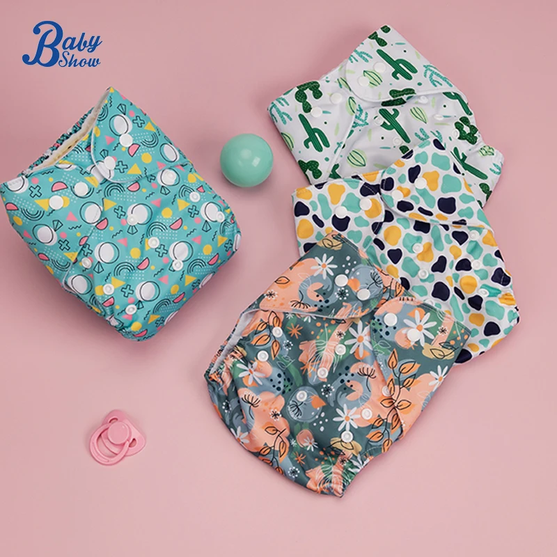 Babyshow 3-15KG 1pc Pocket Diaper Suede Cloth Inner Washable Reusable Absorbent Ecological Adjustable Baby Nappy with Inserts