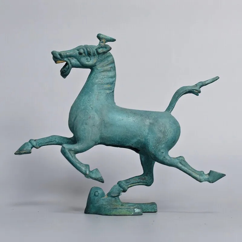 Chinese Bronze Galloping Horse Treading on Flying Swallow Statue Pure Copper Home Office Ornament Gift Craft Collection
