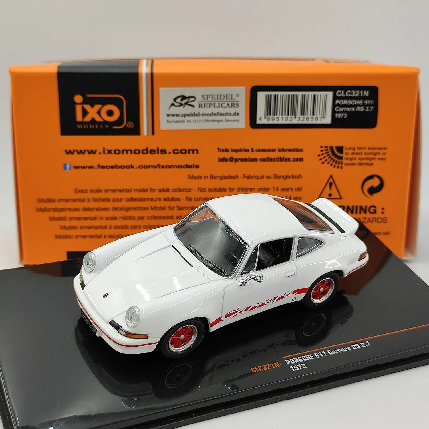 

Diecast IXO 1/43 Scale Porsche 911Carrera Rs 2.7 1973 White Alloy Car Model Collectible Toy Gift Souvenir Display Ornament