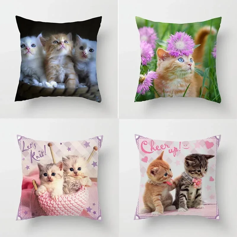 

Cute Cat Sofa Pillowcase Cushion Cover Bed Home Living Room Car Office