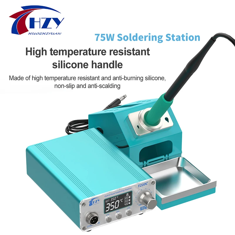 HZY-T210C محطة لحام التدفئة السريعة مع شاشة LCD الرقمية ، لحام كهربائي الحديد ، درجة الحرارة قابل للتعديل ، إصلاح تلميح ، 75 واط