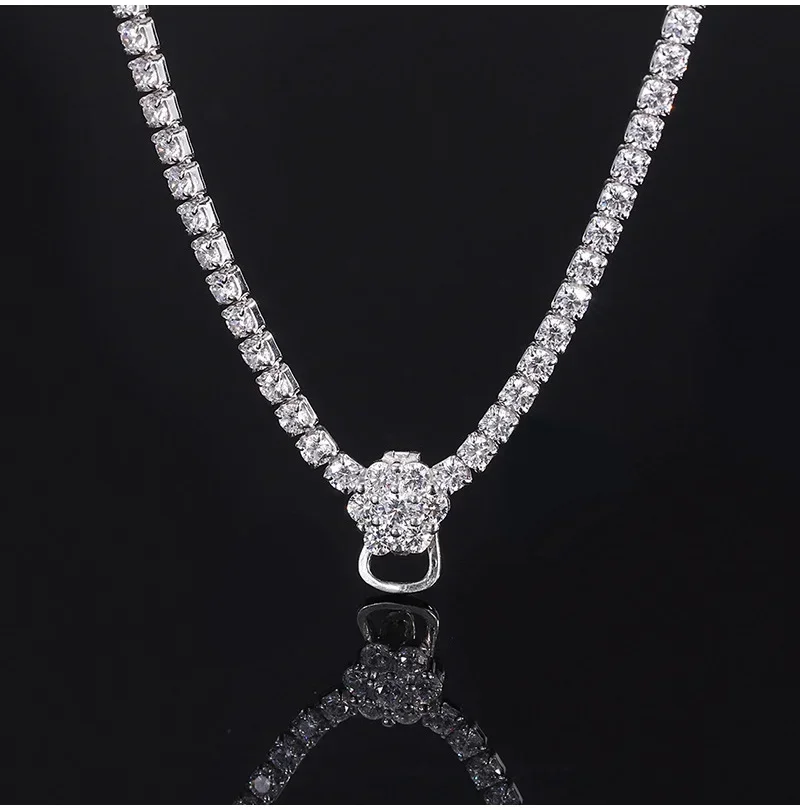 High Top Full Diamond Necklace 925 Silver Sweater Chain Imported High Carbon Diamond Luxury Wedding Jewelry for Women