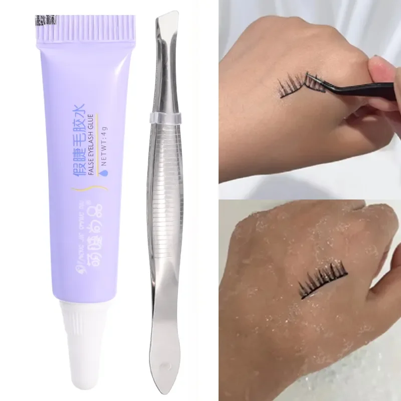 4Ml Valse Wimperlijm Met Pincet Waterdichte Sneldrogende Eye Lash Cosmetisch Gereedschap Wimpers Verlengstuk Witte Zelfklevende Make-Up