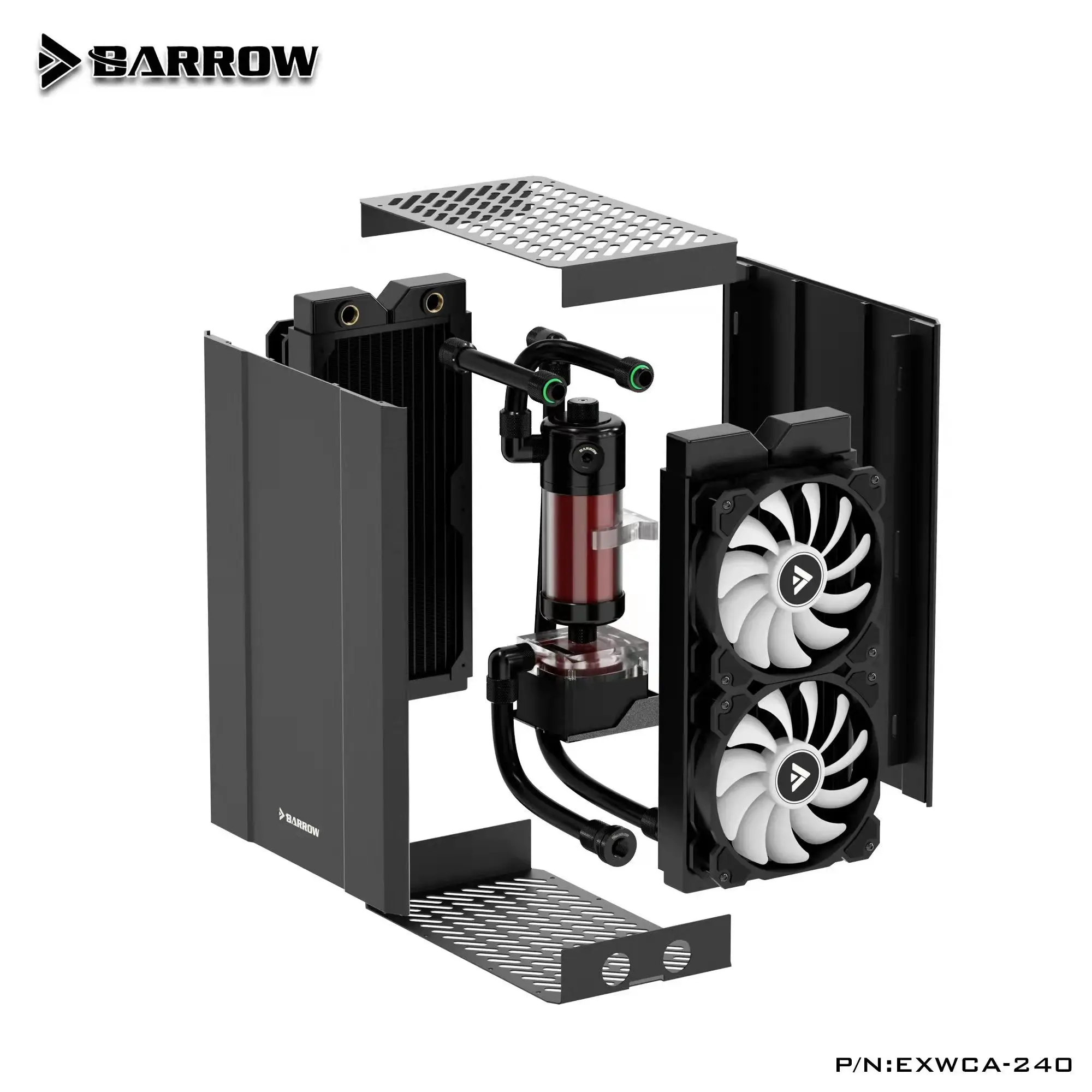 Imagem -06 - Barrow External Water Cooling Dock Itx Case Supports Dual 240 360 mm Radiador dc Bomba Tanque Ventilador Soft Tube Fitting Argb Exwca