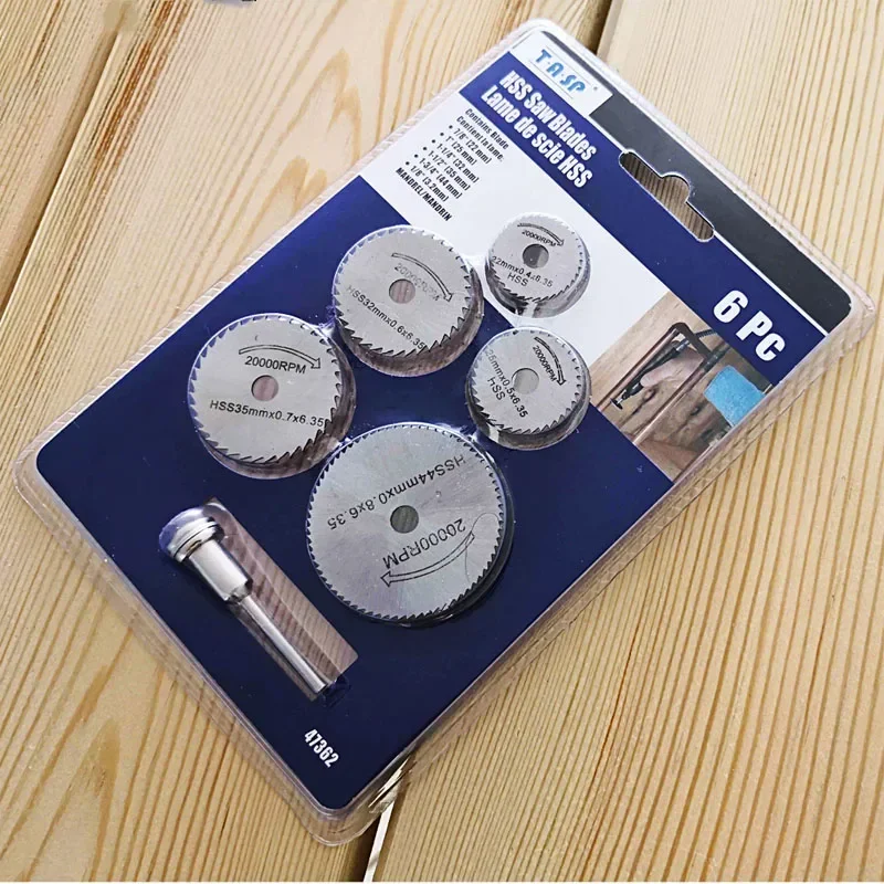 Mini conjunto de lâminas de serra circular, disco de corte HSS, ferramenta rotativa, acessórios para madeira, alumínio, Dremel Diyer, hobbies criativos, 6pcs