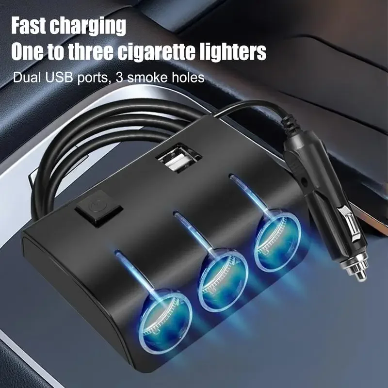 three way car cigarette lighter socket splitter Car Charger Socket Splitter Triple Car Cigarette Lighter Adapter automobile Power  Outlet Three Way Car Charging Adapter