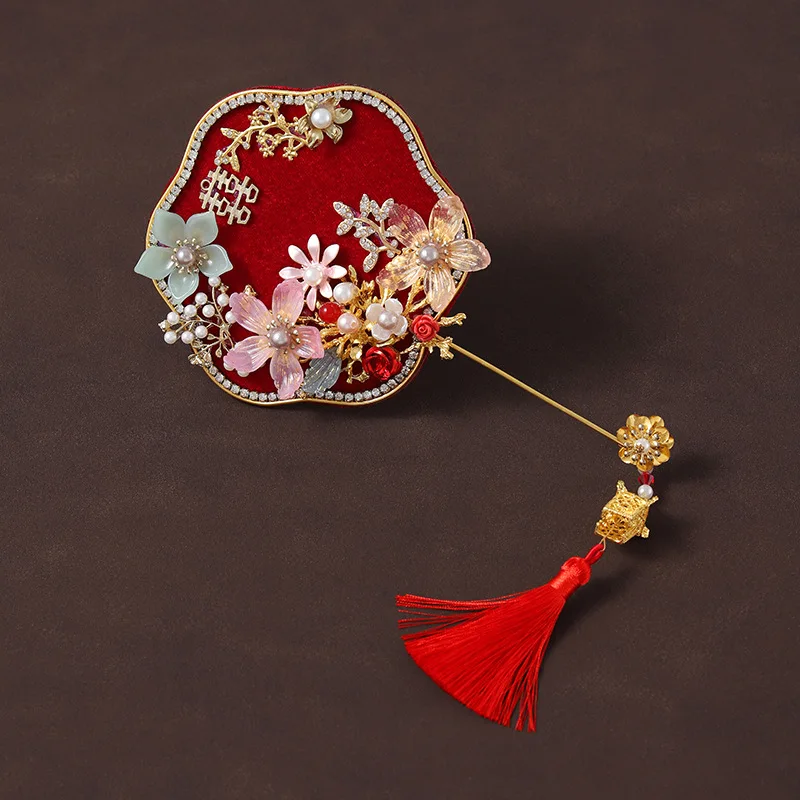 Chinese Style Embroidery Fan Embroidered Circular Fan Round Women's Ancient Court Han Chinese Clothing Cheongsam Dance Mini Fan